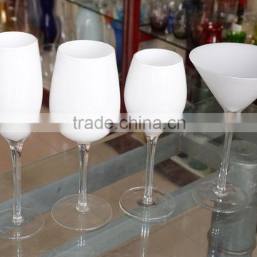 White colored wine glass/champagne glass/Martini Glass with clear stem