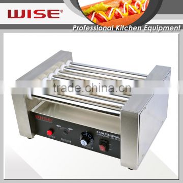 WISE Commercial 7 Rolls Electric Stainless Steel Hot Dog Roller Grill With Sneeze Guard