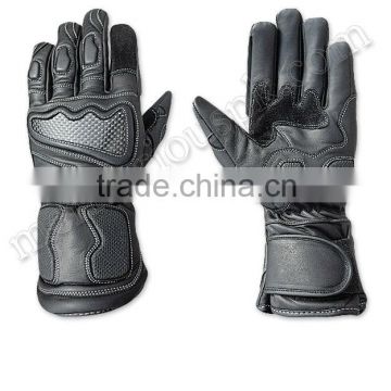 Black Leather Motorbike Gloves