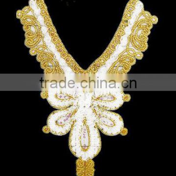 Gold Beaded and sequin applique butterfly collar for wedding dress
