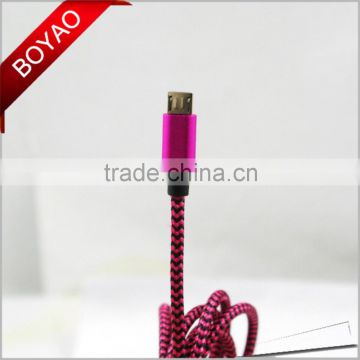 2016 Fashion factory price braided usb charging cable, 100cm round usb charging cable CE FCC ROHS