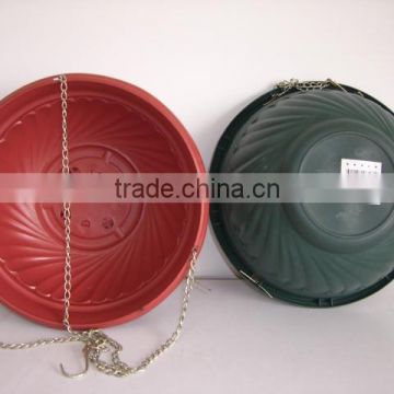 Plastic round garden flower pot with iron hanger 10 inch TG60160