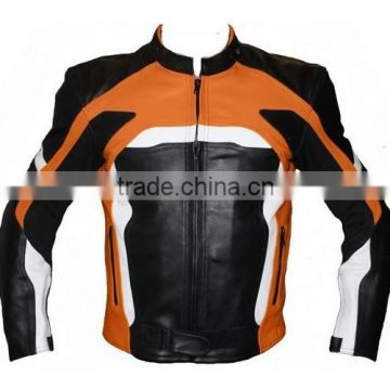 Classic Orange Motorbike Leather Jacket