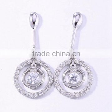 Fashion double hoop earrings party wear handmade white gold diamond jewelry ring christmas gift