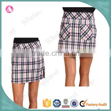 Check/ plaid print Embellished women's casual short skirt