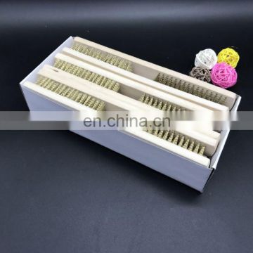 High quality remove rust wooden copper wire brush with handle