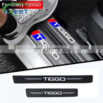 4pcs car Sticker door carbon leather Fiber Sill Plate For  CHERY TIGGO 3 4 5 7 PRO 8 stickers Accessories Protector Decals
