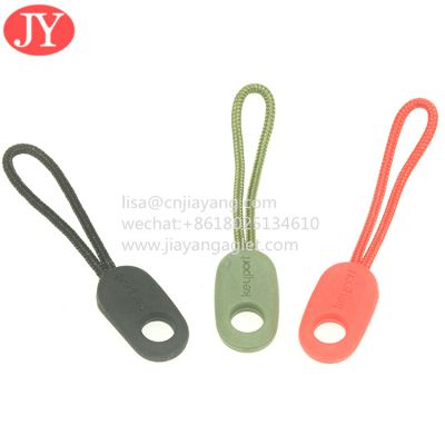 rubber zipper puller polyester rope inject pvc zipper head zipper slider cords