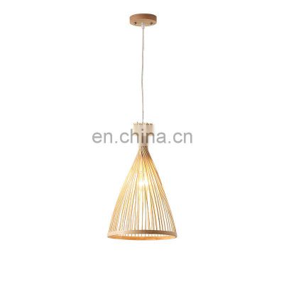 Chinese Style Bamboo Chandelier For Tea Room Creative LED Pendant Light Minimalist Single Head Hanging Lamp For Hotel Restaurant