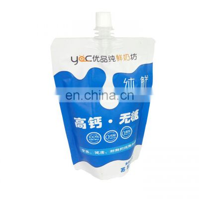 customized biodegradable reusable stand up spout pouch bag for yogurt