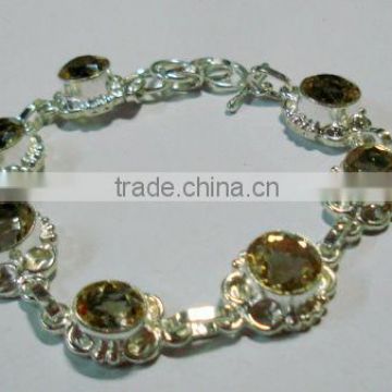 Faceted Smokey quartz Gemstone Metal Fashion bracelets