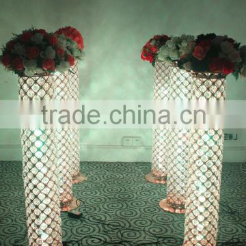 Gold LED crystal pillar with changeable color wedding stage decoration crystal pillars party decoration wedding (MWS-002)