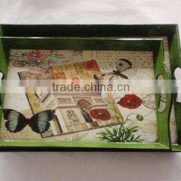 Plastic Trays with Papers-Green