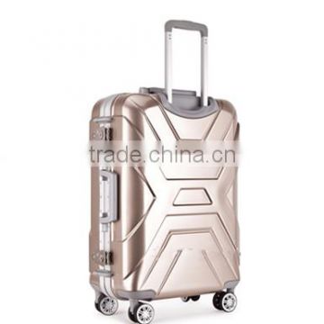 Hot fashion ABS+PC aluminum frame luggage with universal wheel