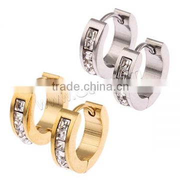 Stainless Steel Huggie Hoop Earring, plated, with cubic zirconia, more colors for choice