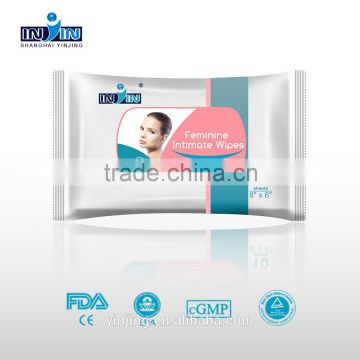 Intimate wet wipes with FDA standard