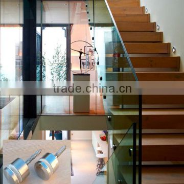 indoor glass to stair side by standoffs