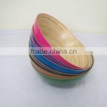 small bamboo bowl, small coiled bamboo bowl, natural inside color outside