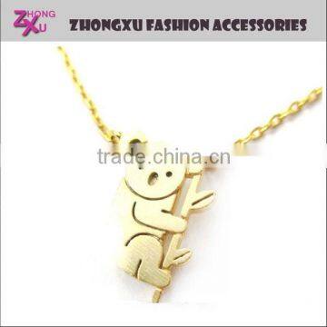 new custom fashion silver and gold adorable animal koala bear necklace