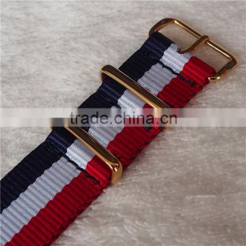 Gold Hardware Blue White Red Nato Watch Band