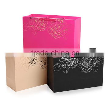 Custom gold hot stamping rose gift packaging paper bag
