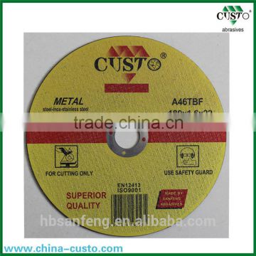 180x2.5x22.2mm Cutting Discs wtih ISO 9001 and MPA EN12413 T41For Stainless steel of Yellow Color