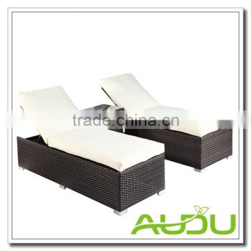 Audu Tuscany Brown Rattan Sun Loungers With Operable Table