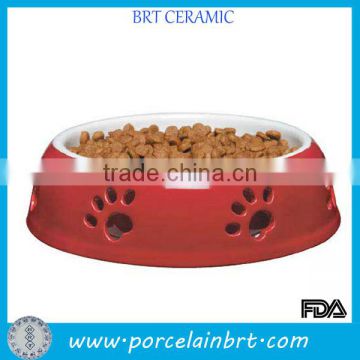 Pow Shape Cut Out Ceramic Dog Pet Bowl