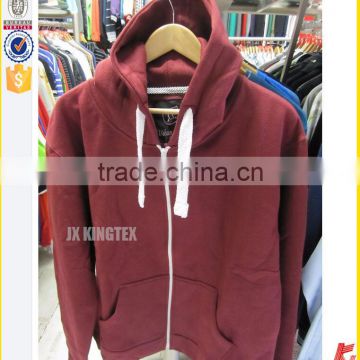 Contrast wholesale color OEM service men's zipper-up hoodies with your own logo