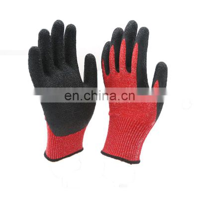 Durable Puncture Resistant Latex Coated Cut Gloves Textured Face Anti Cut Safety Work Gloves Anti Slip Construction Grip Gloves