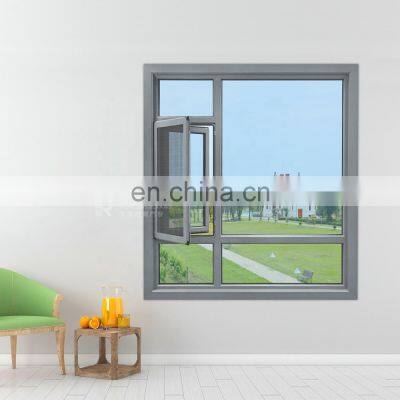 Modern aluminum profiles swing bathroom window with mosquito net