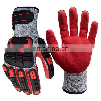 Impact Protection Anti Cut Level 5 Drilling Gloves Sandy Nitrile Palm High Impact Gloves For Mining Guantes Resistentes Impactos