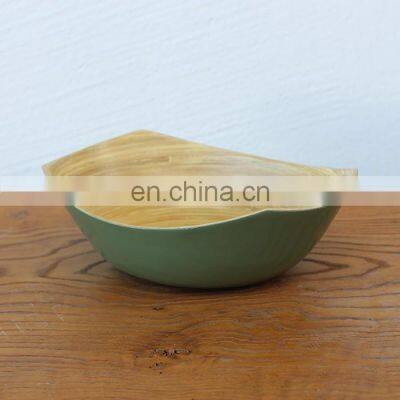 Best Seller Natural Spun Bamboo Salad Bowl, High Quality Handmade Serving Bowls With Lacquer Outside Wholesale