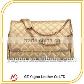 fashion bags golden glossy handbags metal chain good quality shoulder bags