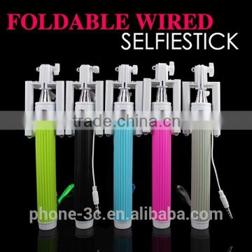 2015 new products wired selfie stick with cable take pole with wire, selfie stick for samsung s6 edge
