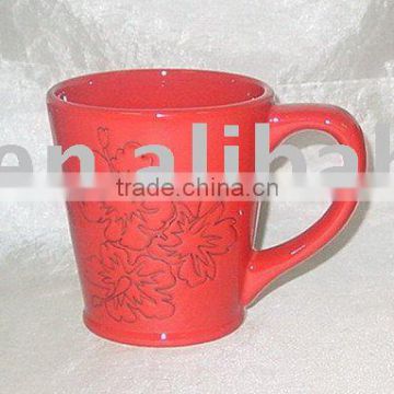 embossed mug , handpainted mug with decal