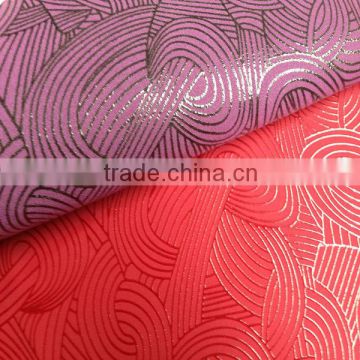 PU yanbuck leather with shining printing for female handbag