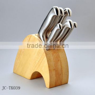 Stainless steel 6pcs hollow handle knife set with wooden block