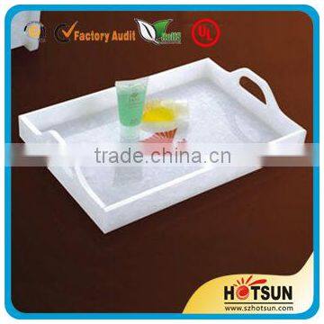 White Acrylic Serving Tray With Handles