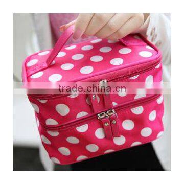 New Style Cute Dot Cosmetic Pouch For Travel with handle