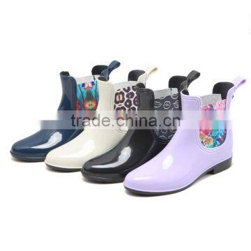 printed elastic women chelsea rain boots custom made