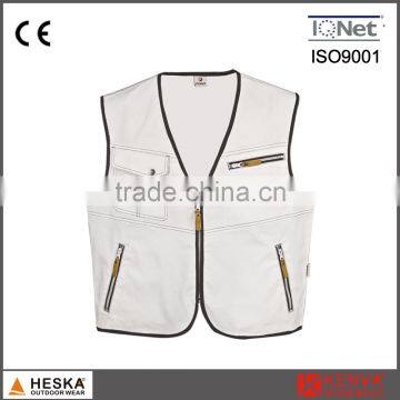 Good quality durable cotton sleeveless work vest multi pocket tool vest