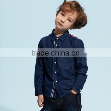 2014 100% cotton long sleeve fancy solid color children's boy shirt