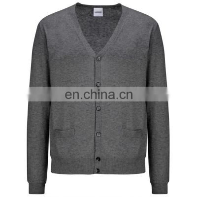 V neck cashmere button cardigan sweater with pockets for men