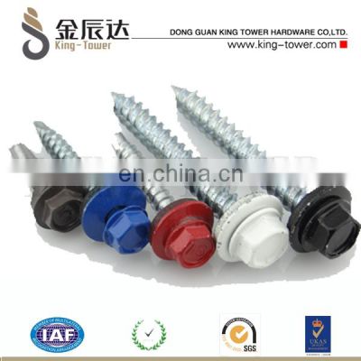 Colored hex painted head self tapping screws with rubber washer, roofing screw