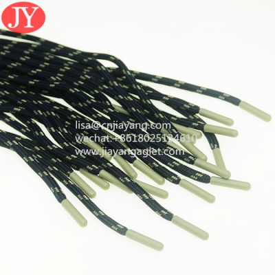 custom polyester round cord with core injetion palstic aglet accept 8 kg tensile test shoelace aglet