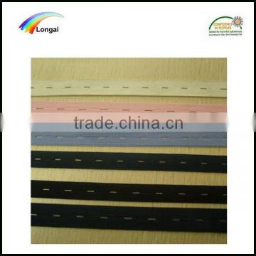 wholesale garment use polyester elastic rubber webbing band with button hole