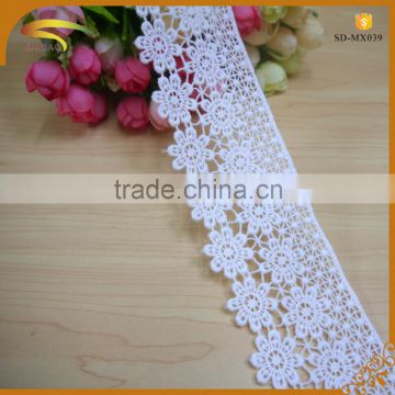 Top quality white guipure cotton lace embroidery fabric wholesale MX039