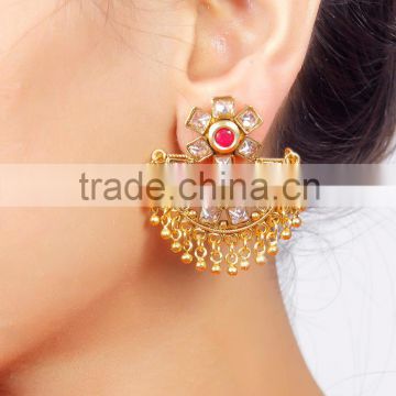 Indian Traditional Ethnic GoldTone Crystal Earrings