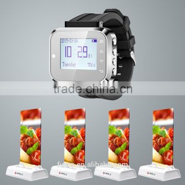 Latest EU popular KERUI Menu design call button with watch pager wireless calling system